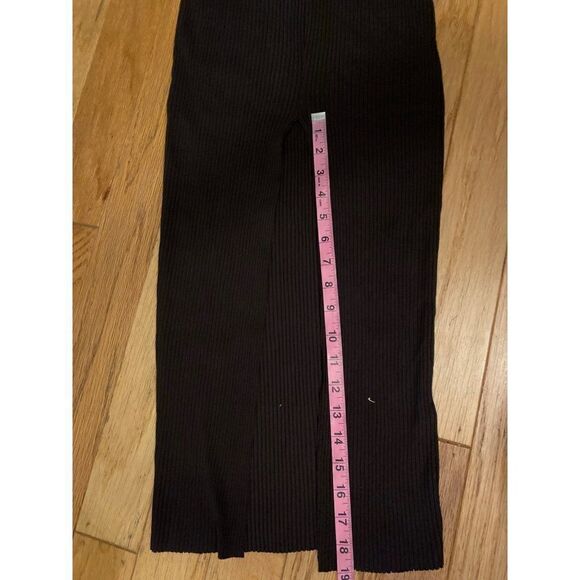 Zara, women's brown ribbed bodycon strapless midi dress with high slit back sz M - Picture 10 of 10